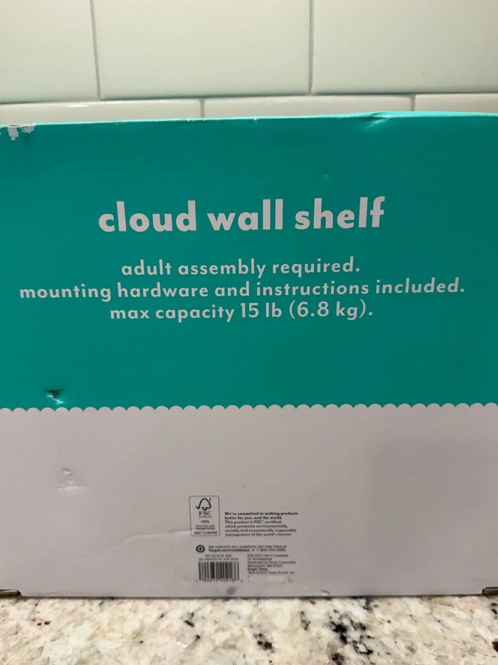 Pillowfort White Cloud Decorative Floating Kids Wall Shelf (Appx 10”x24”) NWT